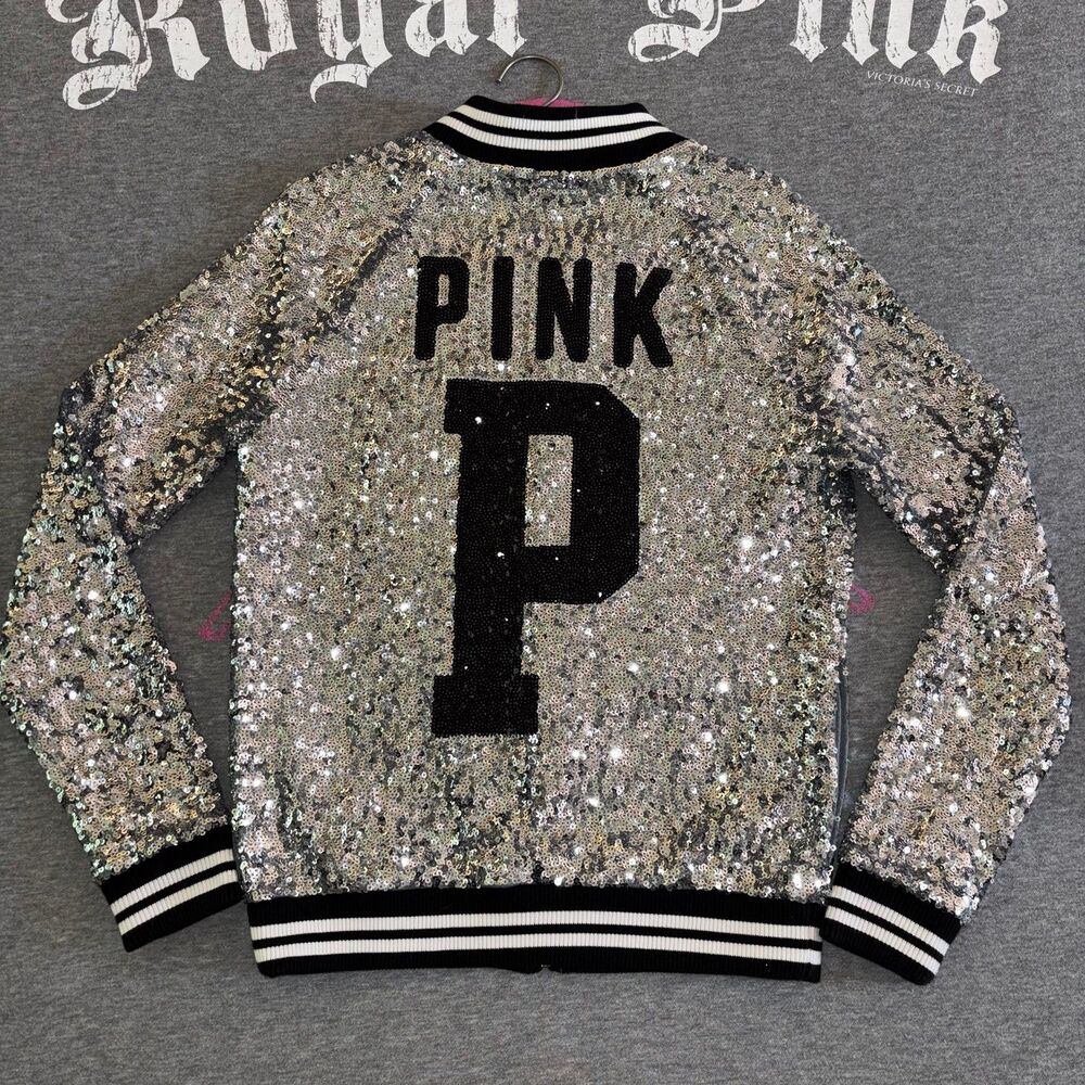 Victoria’s Secret PINK 2011 Fashion Show Sequin Bling Bomber Jacket Varsity XS